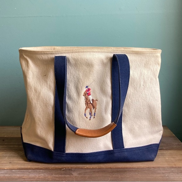 Polo Ralph Lauren Big Pony Canvas and Leather Tote Bag - Picture 14 of 14